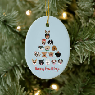 Happy Pawlidays Dog kerstboom Keramisch Ornament