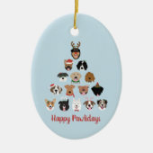 Happy Pawlidays Dog kerstboom Keramisch Ornament (Voorkant)