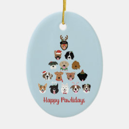 Happy Pawlidays Dog kerstboom Keramisch Ornament