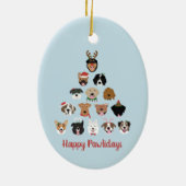 Happy Pawlidays Dog kerstboom Keramisch Ornament (Achterkant)