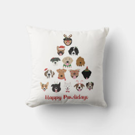 Happy Pawlidays Dog kerstboom Kussen