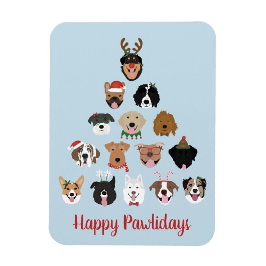 Happy Pawlidays Dog kerstboom Magneet (Verticaal)
