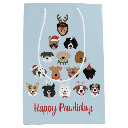 Happy Pawlidays Dog kerstboom Medium Cadeauzakje (Voorkant)