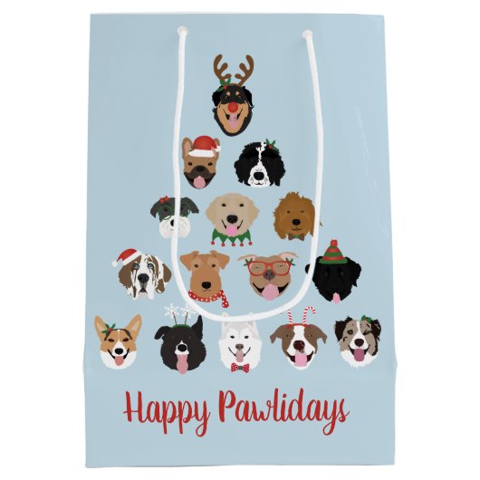 Happy Pawlidays Dog kerstboom Medium Cadeauzakje (Achterkant)