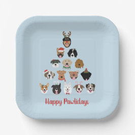 Happy Pawlidays Dog kerstboom Papieren Bordje