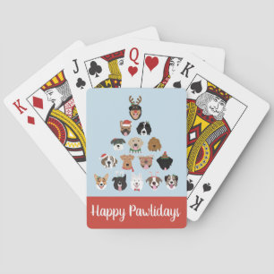 Happy Pawlidays Dog kerstboom Pokerkaarten
