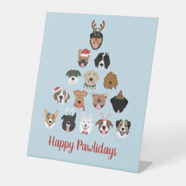 Happy Pawlidays Dog kerstboom Reclamebord Met Voetstuk