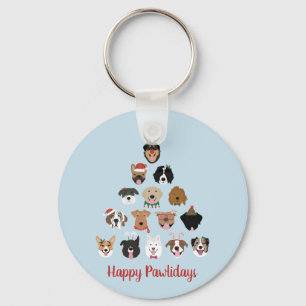 Happy Pawlidays Dog kerstboom Sleutelhanger