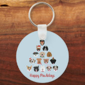 Happy Pawlidays Dog kerstboom Sleutelhanger (Voorkant)