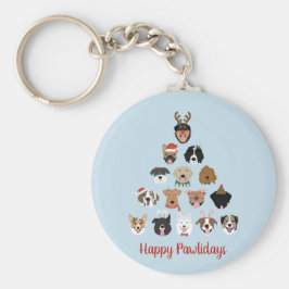 Happy Pawlidays Dog kerstboom Sleutelhanger