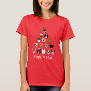 Happy Pawlidays Dog kerstboom T-shirt