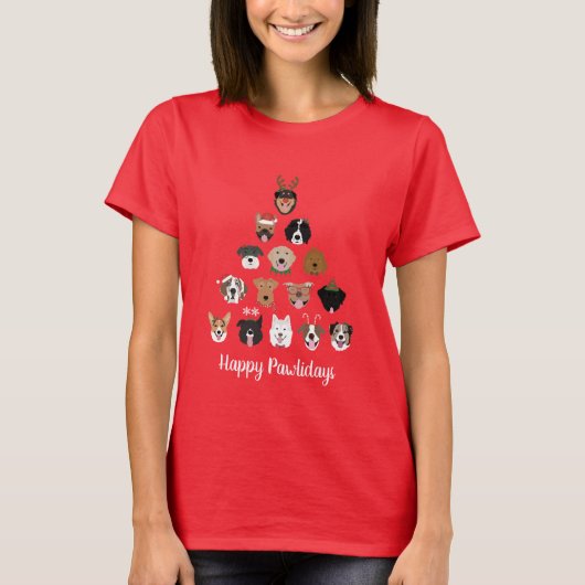 Happy Pawlidays Dog kerstboom T-shirt (Voorkant)