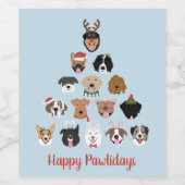 Happy Pawlidays Dog Kerstmis-feestdag Wijn Etiket (Enkel label)