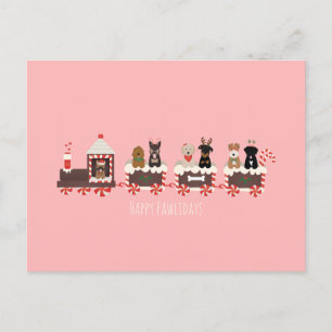 Happy Pawlidays Dog kerstvakantietrein Briefkaart