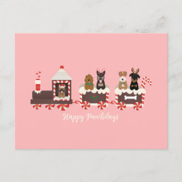 Happy Pawlidays Dog kerstvakantietrein Briefkaart