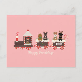 Happy Pawlidays Dog kerstvakantietrein Briefkaart