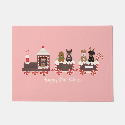 Happy Pawlidays Dog kerstvakantietrein Deurmat (Voorkant)