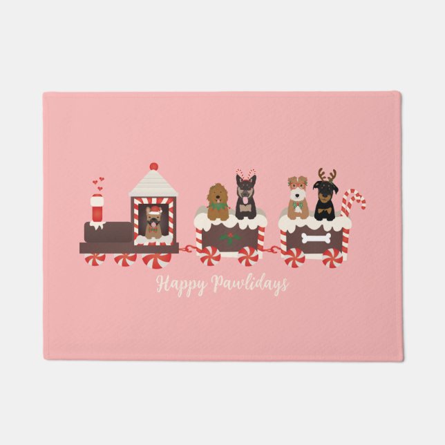 Happy Pawlidays Dog kerstvakantietrein Deurmat (Voorkant)