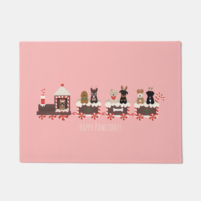 Happy Pawlidays Dog kerstvakantietrein Deurmat (Voorkant)