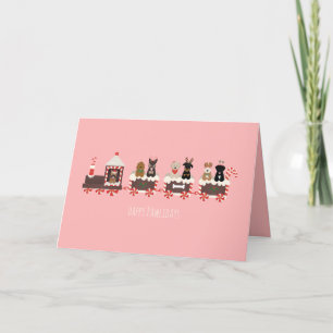 Happy Pawlidays Dog kerstvakantietrein Feestdagen Kaart