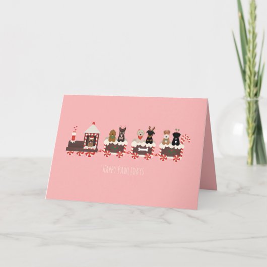 Happy Pawlidays Dog kerstvakantietrein Feestdagen Kaart (Voorkant)