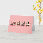 Happy Pawlidays Dog kerstvakantietrein Kaart (Gele Bloem)