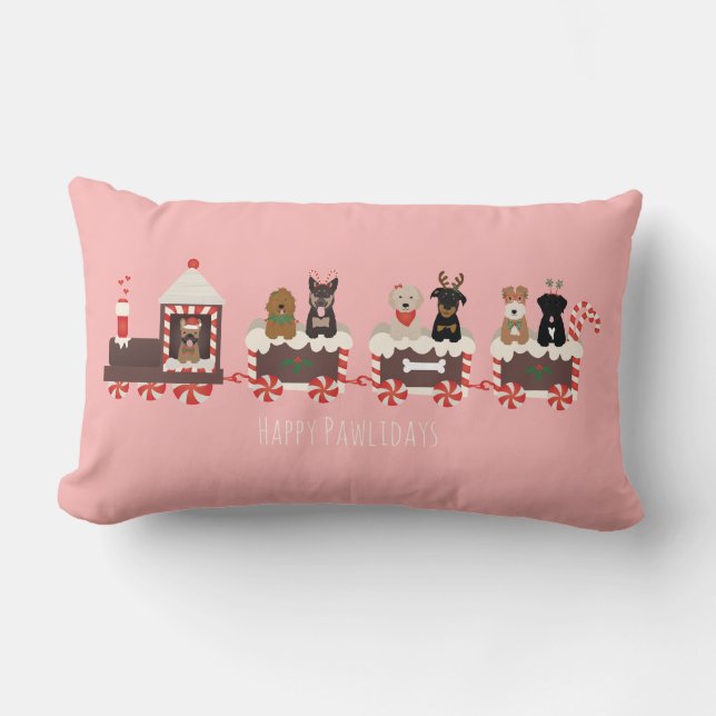 Happy Pawlidays Dog kerstvakantietrein Kussen (Voorkant)