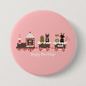 Happy Pawlidays Dog kerstvakantietrein Ronde Button 7,6 Cm (Voorkant)