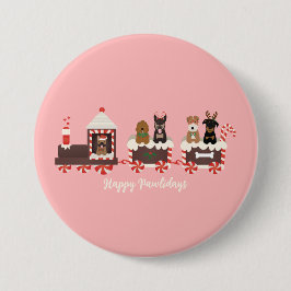 Happy Pawlidays Dog kerstvakantietrein Ronde Button 7,6 Cm