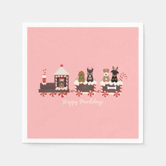 Happy Pawlidays Dog kerstvakantietrein Servet (Voorkant)