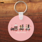 Happy Pawlidays Dog kerstvakantietrein Sleutelhanger (Voorkant)