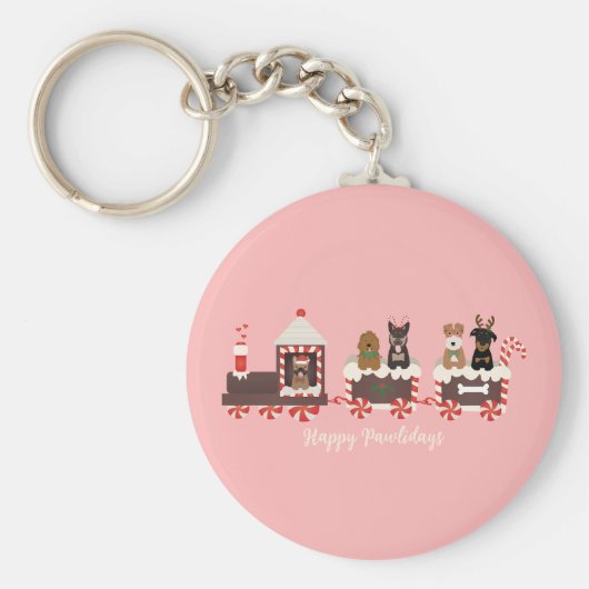 Happy Pawlidays Dog kerstvakantietrein Sleutelhanger (Voorkant)