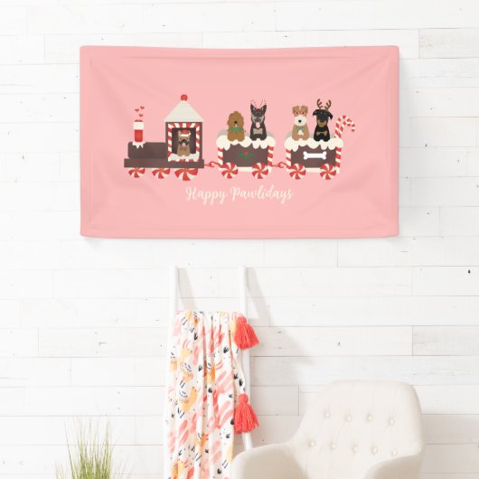Happy Pawlidays Dog kerstvakantietrein Spandoek (Insitu)