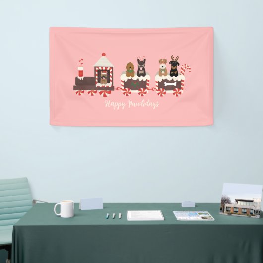 Happy Pawlidays Dog kerstvakantietrein Spandoek (Beurs)