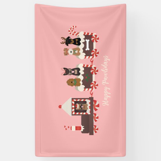 Happy Pawlidays Dog kerstvakantietrein Spandoek (Verticaal)