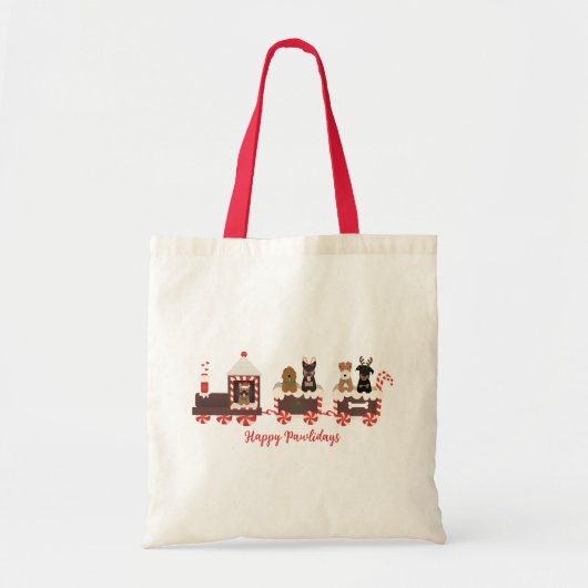 Happy Pawlidays Dog kerstvakantietrein Tote Bag (Voorkant)