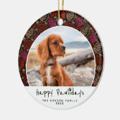 Happy Pawlidays Dog Pet Photo One Line Kerstmis Keramisch Ornament (Links)