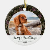 Happy Pawlidays Dog Pet Photo One Line Kerstmis Keramisch Ornament (Voorkant)