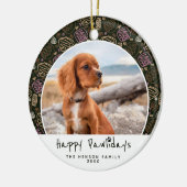 Happy Pawlidays Dog Pet Photo One Line Kerstmis Keramisch Ornament (Links)