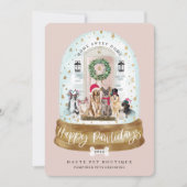 Happy Pawlidays Dogs Pet Care Business Pink deur Feestdagenkaart (Voorkant)