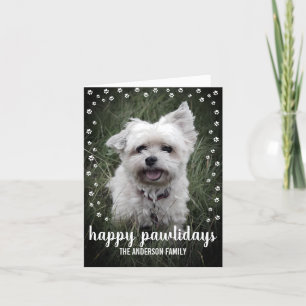 Happy Pawlidays Foto Modern Elegant Dog Kerstmis Feestdagen Kaart