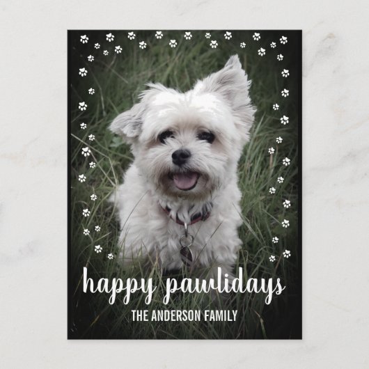 Happy Pawlidays Foto Moderne Dog Kerstmis Feestdagenkaart (Voorkant)