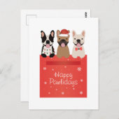 Happy Pawlidays Franse Bulldogs Briefkaart (Voorkant / Achterkant)