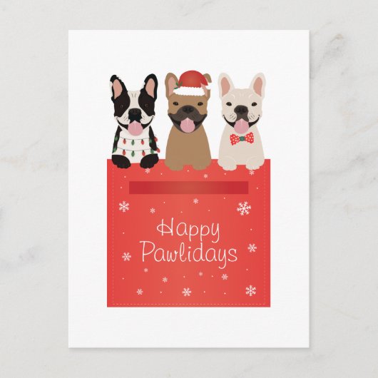 Happy Pawlidays Franse Bulldogs Briefkaart (Voorkant)