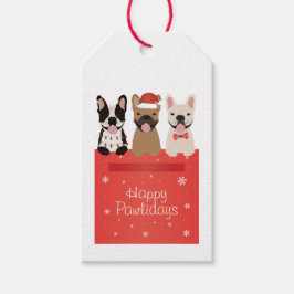 Happy Pawlidays Franse Bulldogs Cadeaulabel