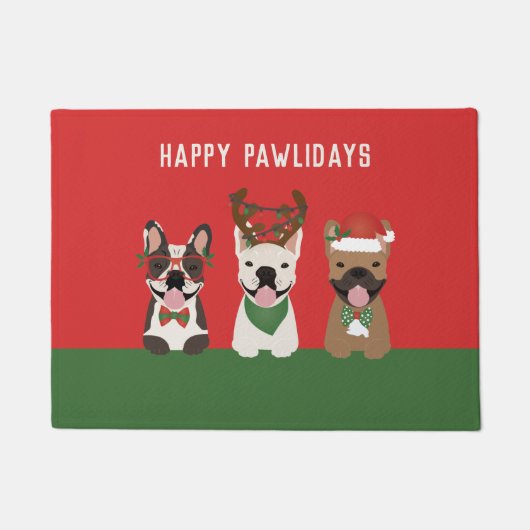 Happy Pawlidays Franse Bulldogs Deurmat (Voorkant)