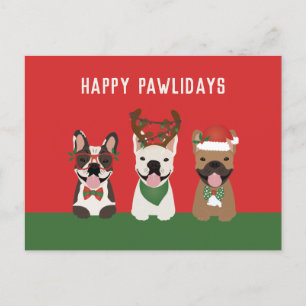 Happy Pawlidays Franse Bulldogs Feestdagenkaart