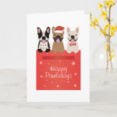Happy Pawlidays Franse Bulldogs Kaart (Gele Bloem)