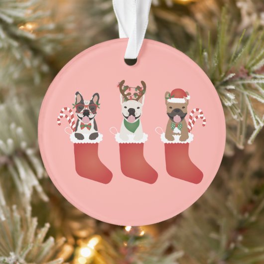 Happy Pawlidays Franse Bulldogs Kerstmis Ornament (Boom)