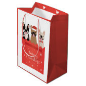 Happy Pawlidays Franse Bulldogs Medium Cadeauzakje (Achterkant Gekanteld)